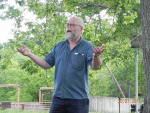 Jim sings his poems at PurdyFest